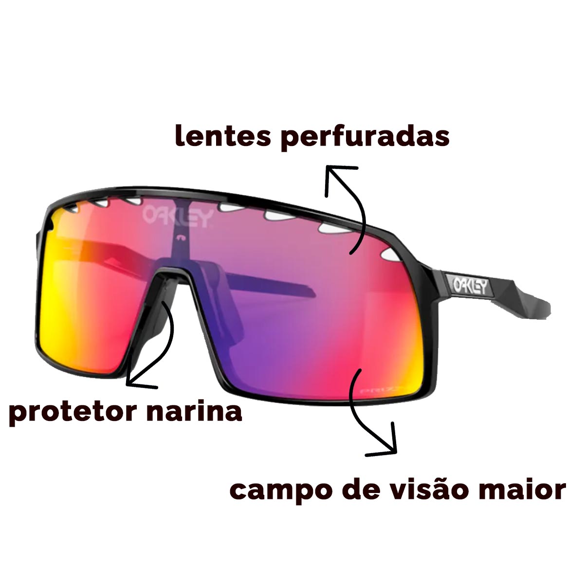 Oculos Para Ciclismo Oakley Sutro MF Preto com Lente Prizm Road Espelhada Roxa