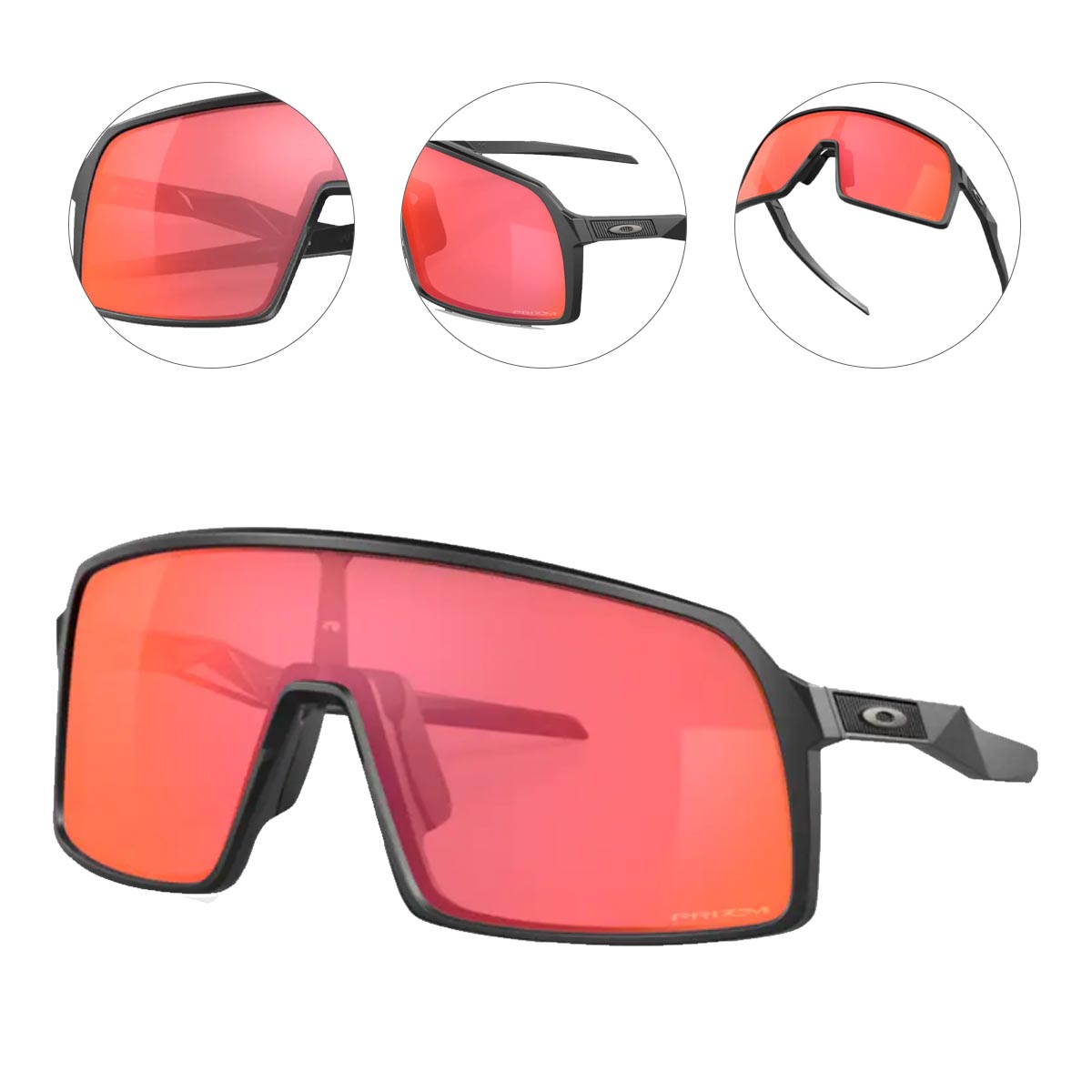 Oculos Para Ciclismo Oakley Sutro Preto Fosco com Lente Prizm Torch Espelhada Vermelha