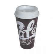 Copo de Café com Tampa Plástico Por Favor Tampa Branca 550ml