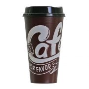 Copo de Café com Tampa Plástico Por Favor Tampa Preta 550ml