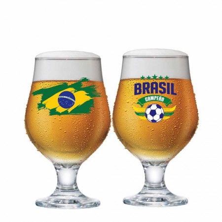 Jogo de Taça Beer Master Copa do Mundo 2 Pçs 380ml Logos Sortidas