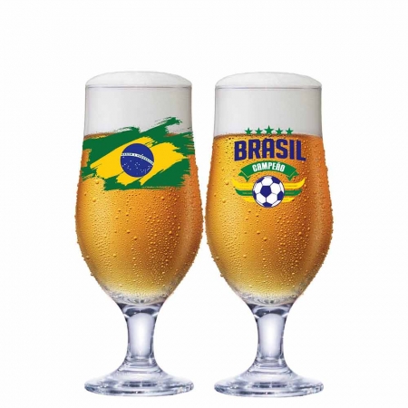 Jogo de Taça Royal Beer Copa do Mundo 2 Pçs 330ml Logos Sortidas