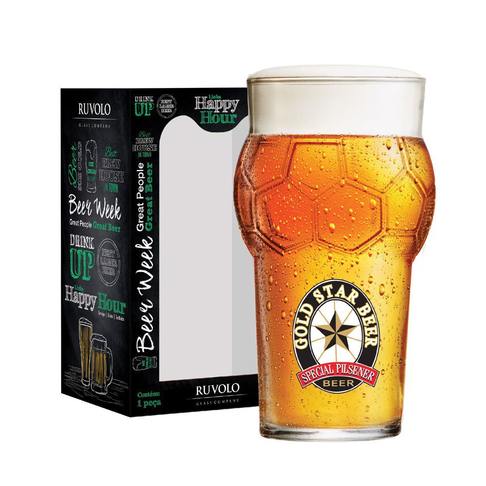 Copo Cerveja Rótulo Frases Gold Star Beer Futebol 580ml