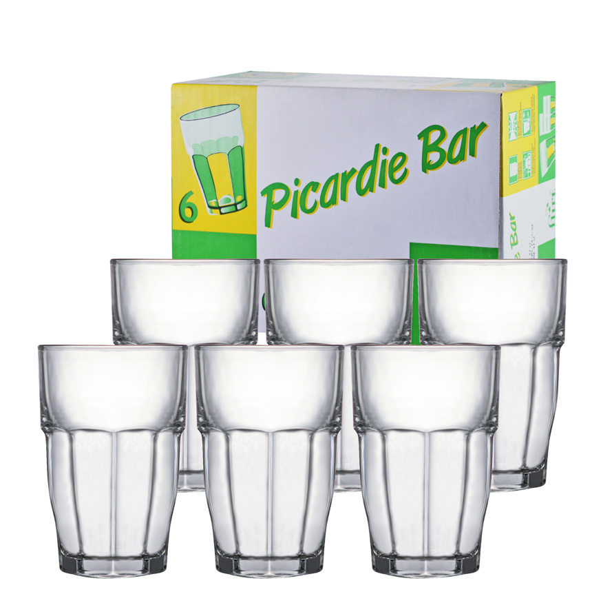 Copo de Água e Suco Vidro Long Drink Piccardie Rock Bar 6pcs