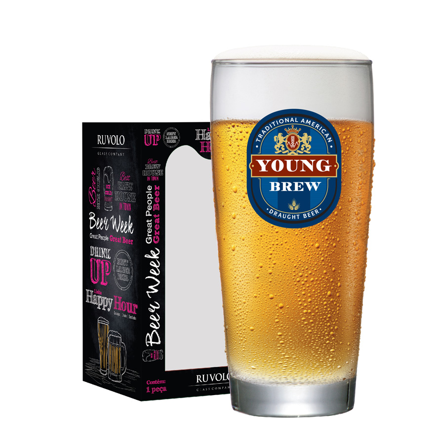 Copo de Cerveja Prime Frases Young Brew 315ml