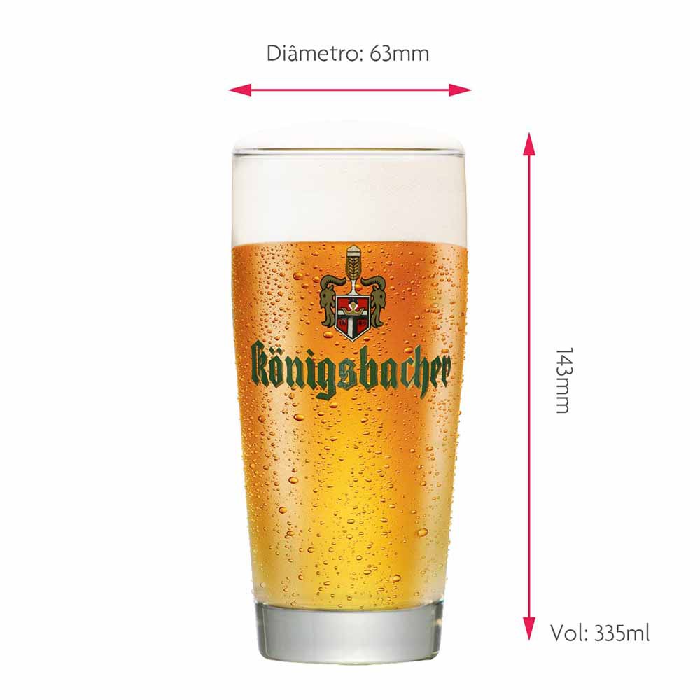 Copo de Cerveja Rótulo Frases Konigsbacher 0,25 Vidro 335ml