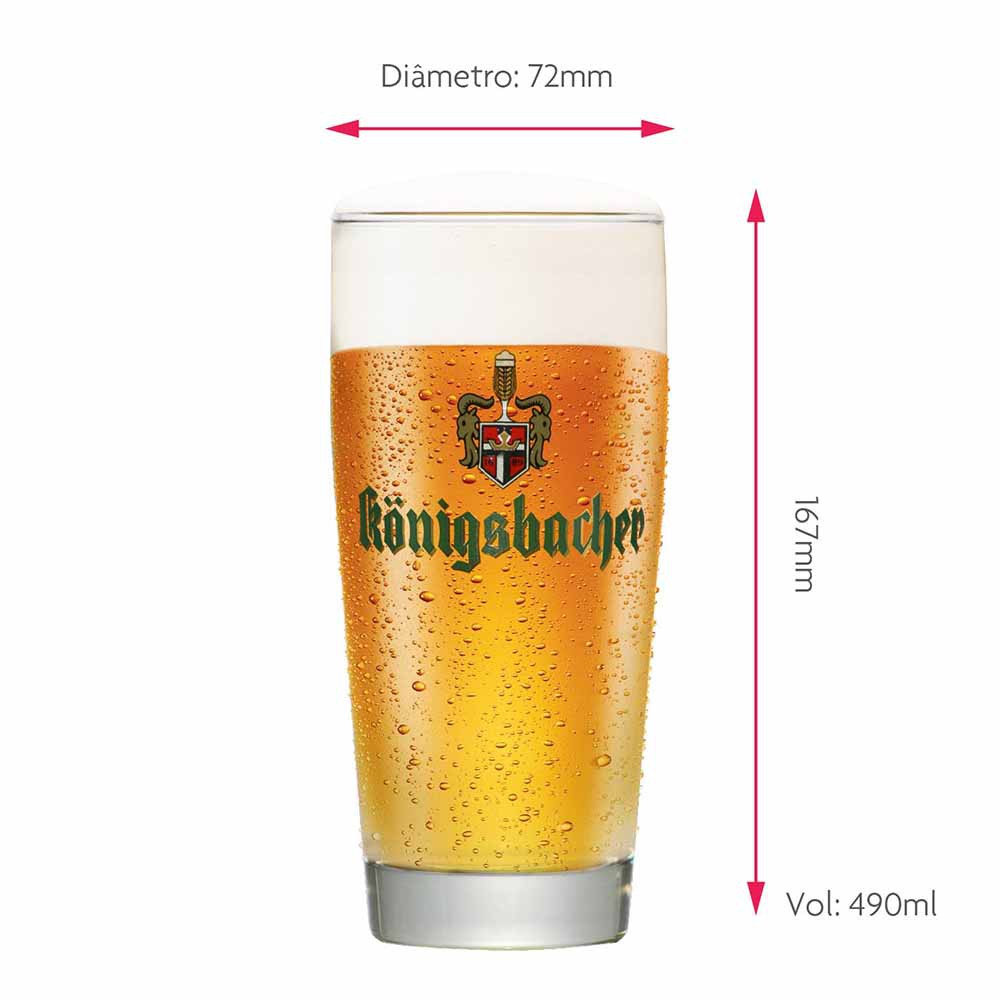 Copo de Cerveja Rótulo Frases Konigsbacher 0,40 Vidro 490ml
