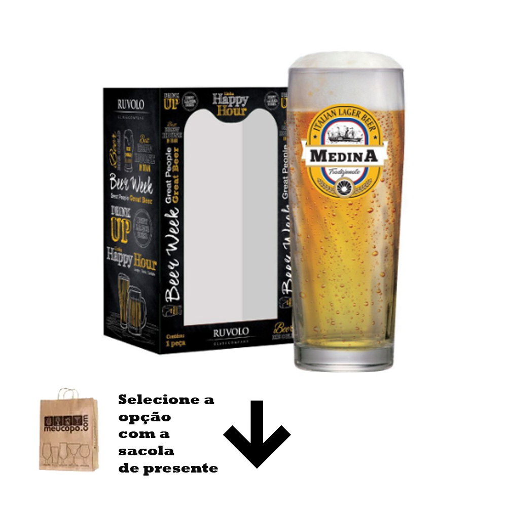 Copo de Cerveja Rótulo Frases Medina Zurich 320ml