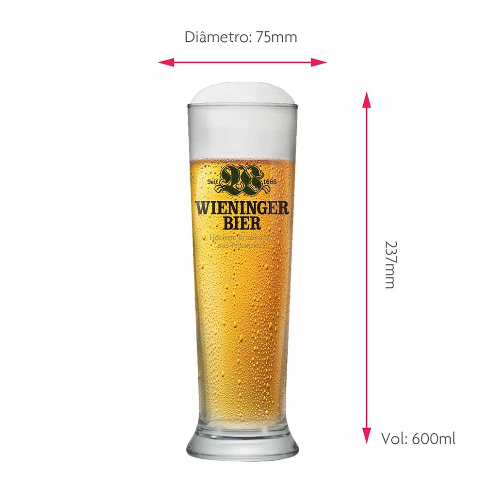 Copo de Vidro  Rótulo Frases Wieninger Bier Para Cerveja 600ml - Ruvolo - Foto 1