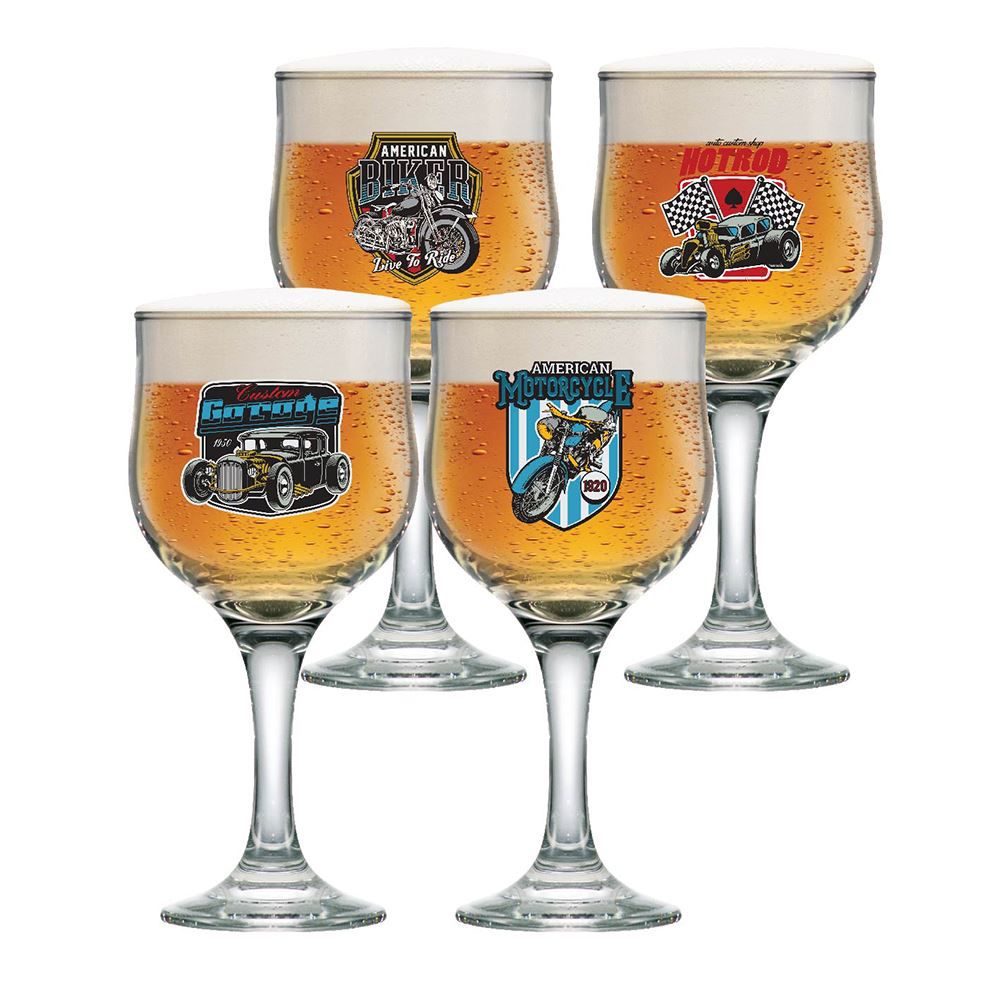 Taças de Cerveja  Motors Coleção 4 Pcs Barcelona 300ml