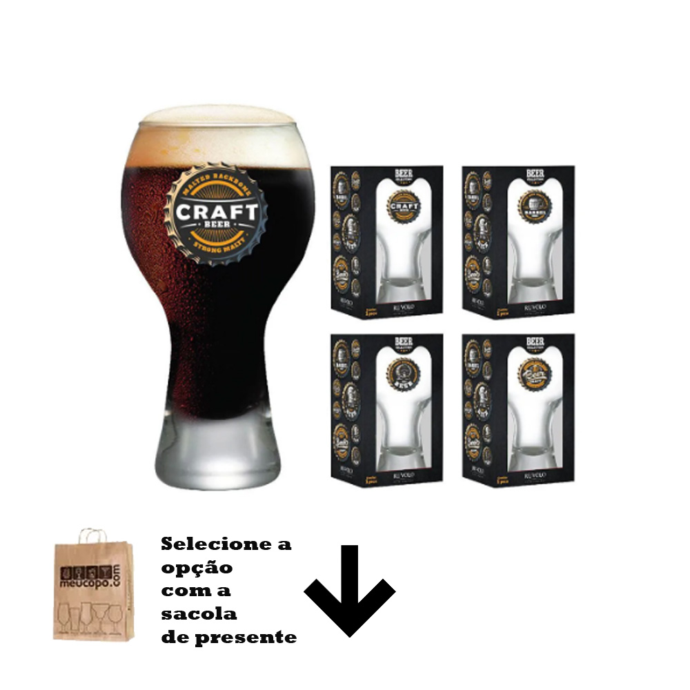 Copos de Cerveja com Frases Beer Coleção 4 Pcs Black 380ml