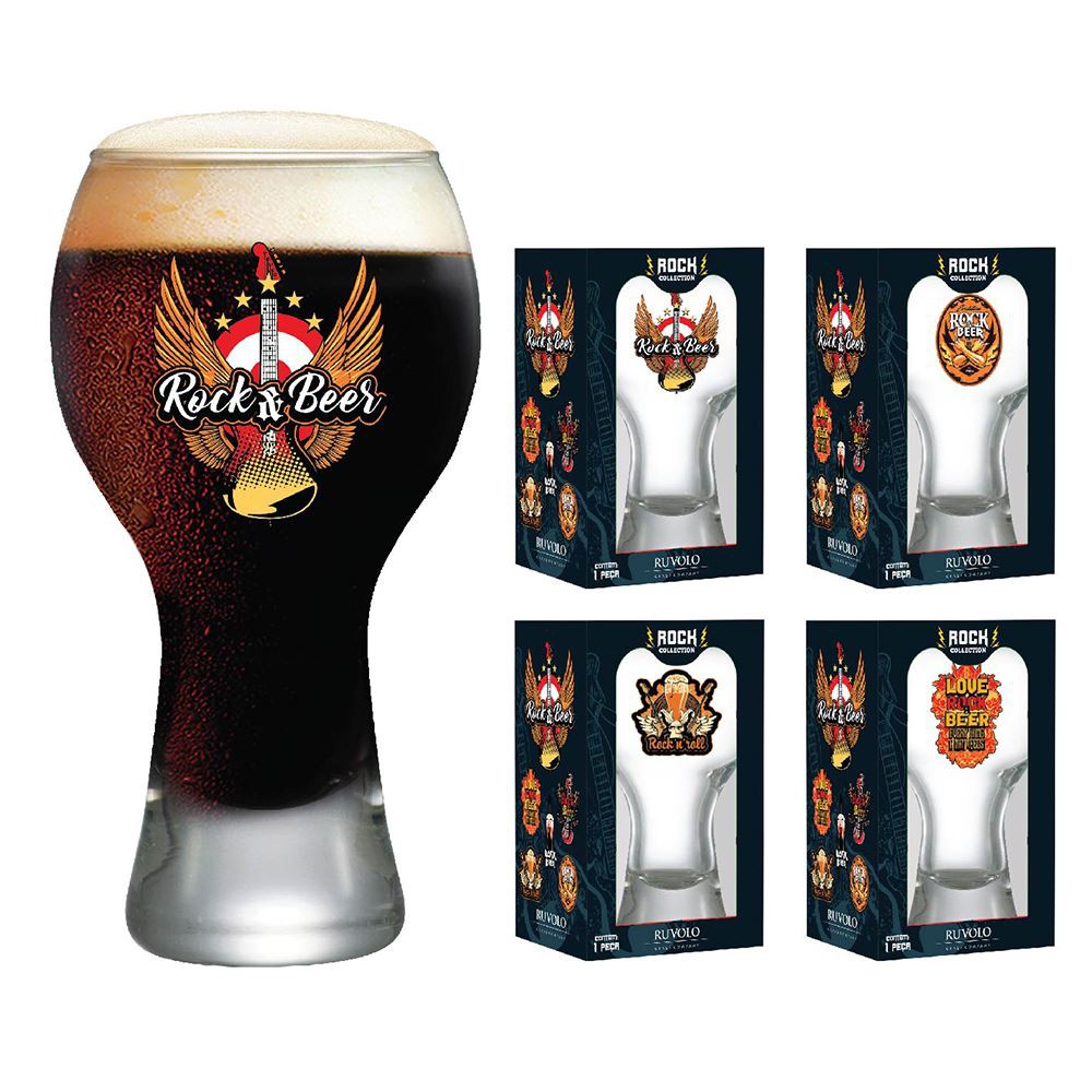 Copos de Cerveja Frases Rock Coll Coleção 4 Pcs Black 380ml