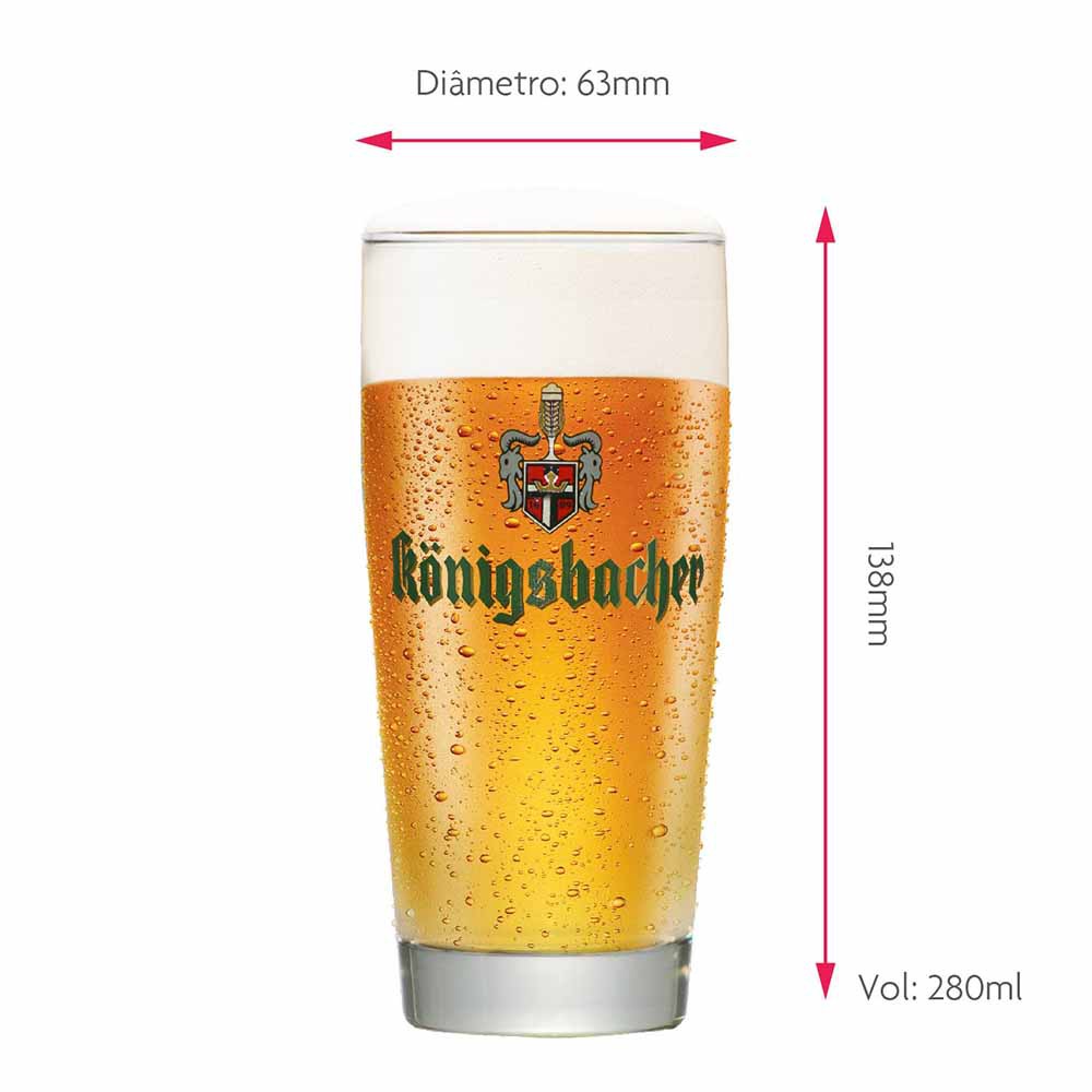 Copo de Cerveja Frase Konigsbacher 0,20 Vidro 280ml 6 Pcs