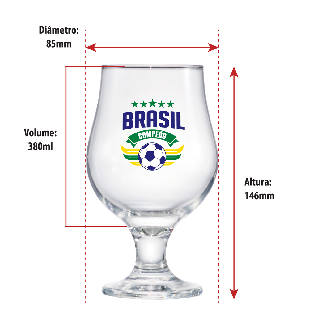 Jogo de Taça Beer Master 2 Pçs 380ml - Logos Sortidas do Brasil