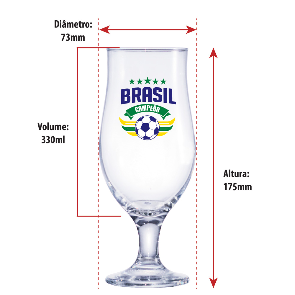 Jogo de Taça Royal Beer Copa do Mundo 2 Pçs 330ml Logos Sortidas