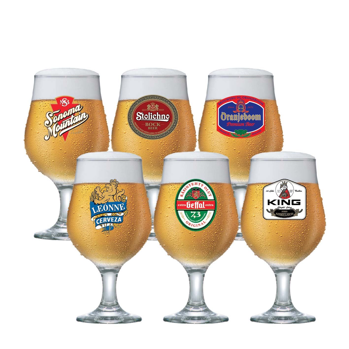 Jogo de Taças para Cerveja Frases Rótulo Belgica 380ml 6 Pcs