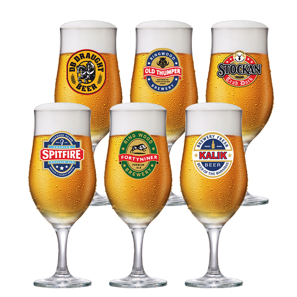 Jogo De Taças de Vidro Berlin Rótulo Para Cerveja 330ml 6 Pcs - Ruvolo - Foto 0