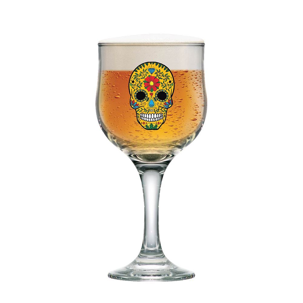 Taça de Cerveja Caveira Mexicana Amarelo Barcelona 300ml