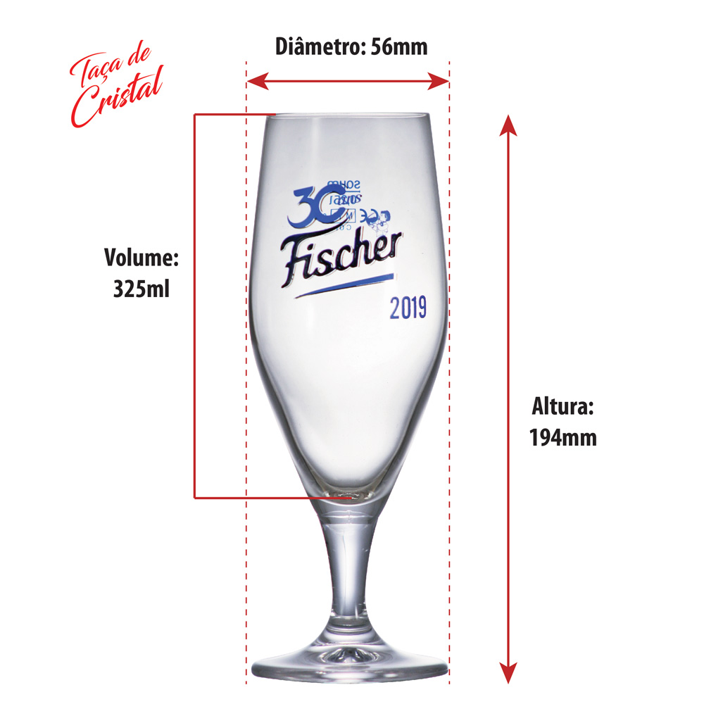 Taça de Cerveja de Cristal Colecionável Fischer 30 Ans 325ml