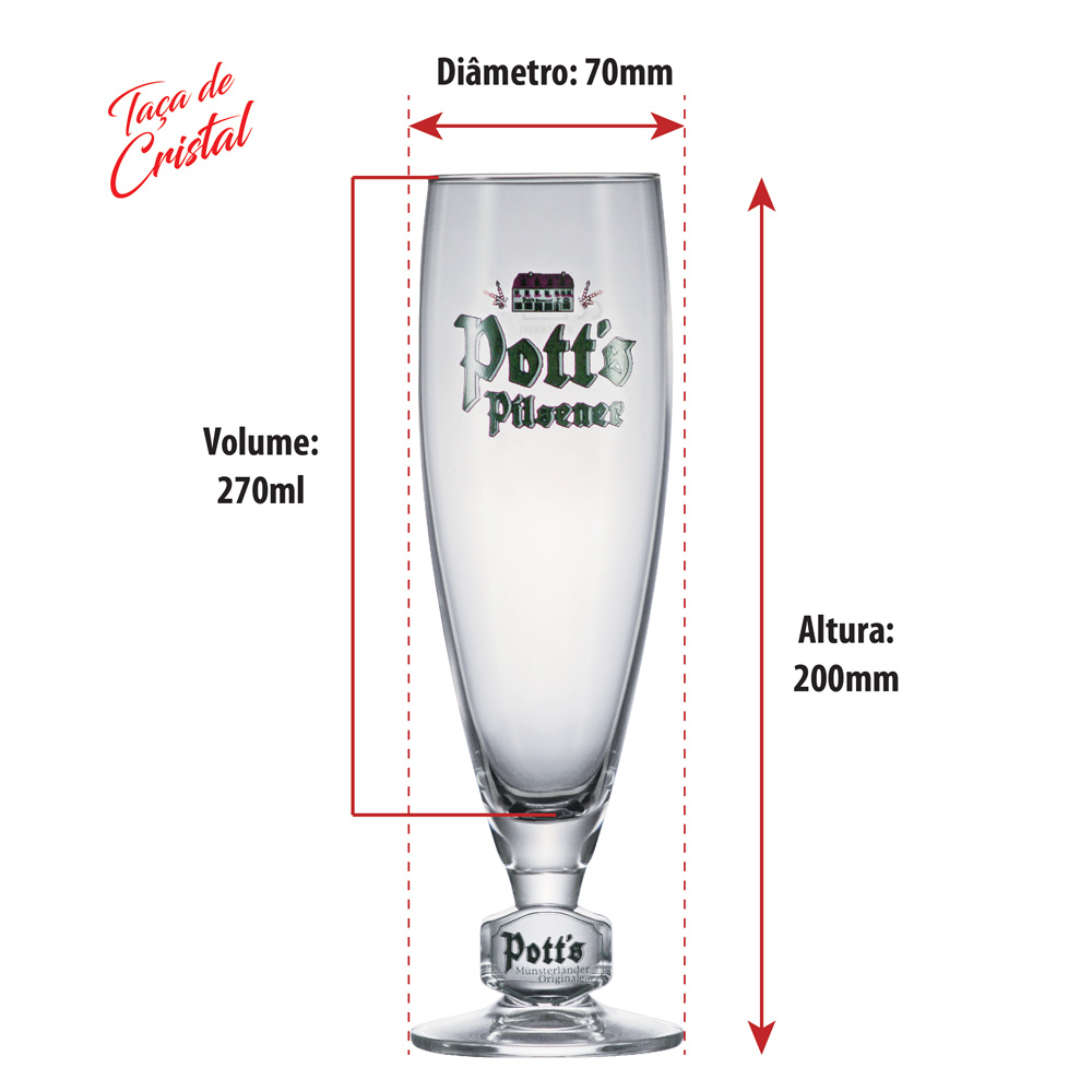 Taça de Cerveja de Cristal Colecionável Potts Pokal 0,20 270ml