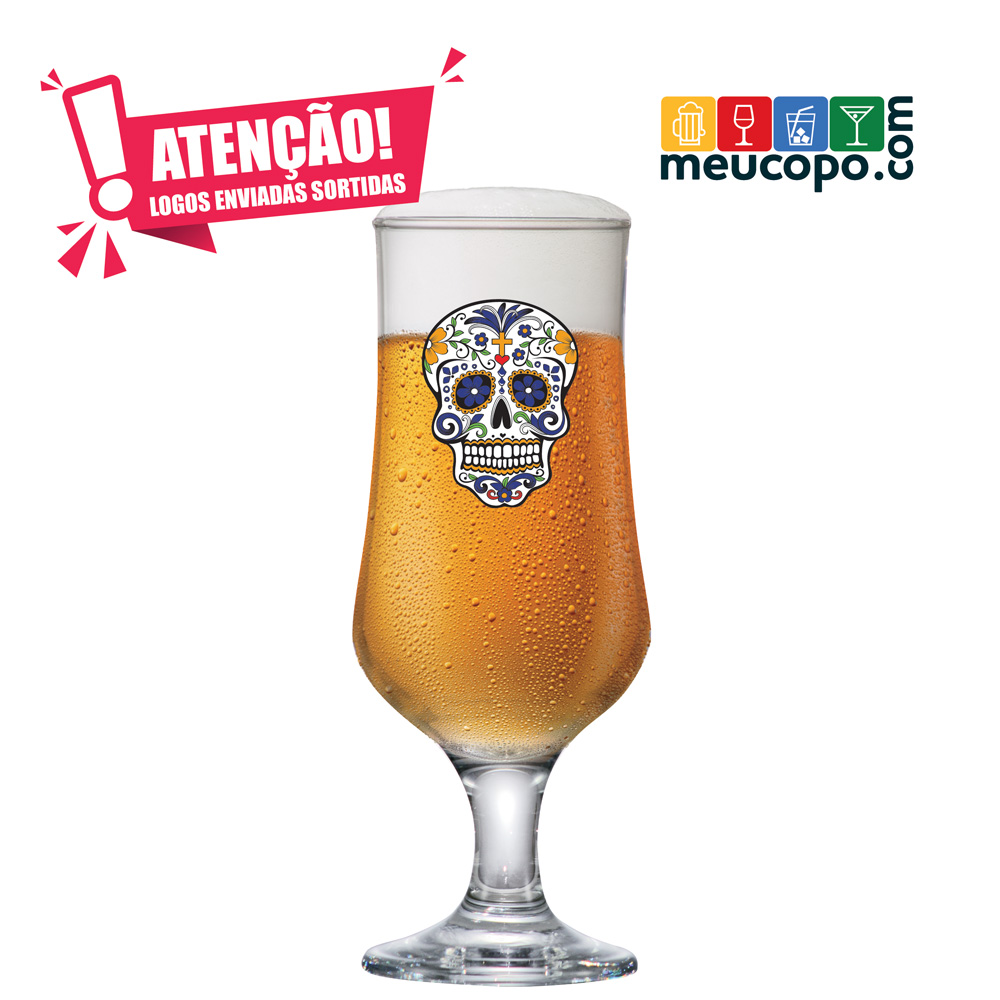 Taça de Cerveja de Vidro Barcelona HH Caveira 370ml 2Pcs