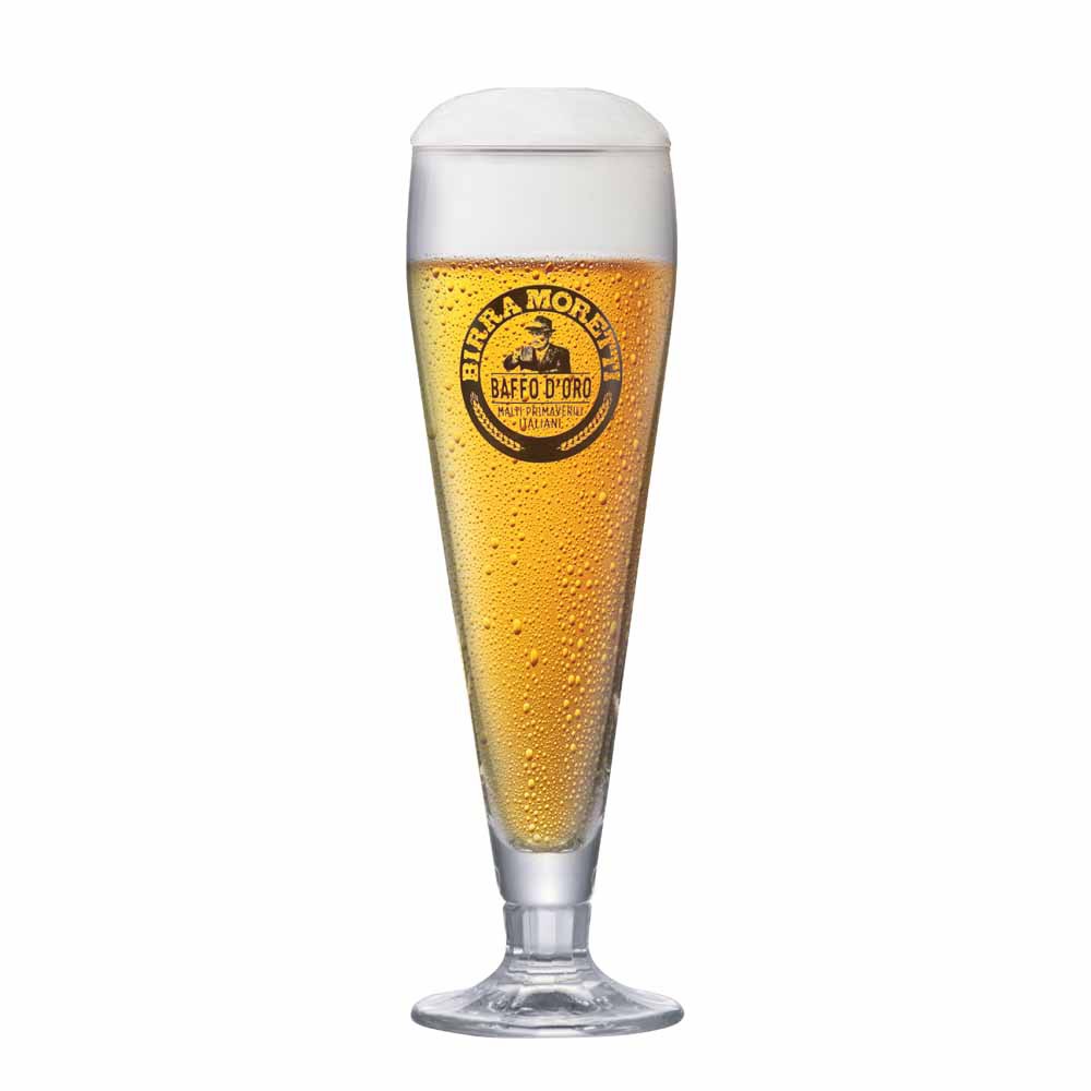 Taça de Cerveja Rótulo Frases Birra Moretti Baffo Doro Cristal 510ml