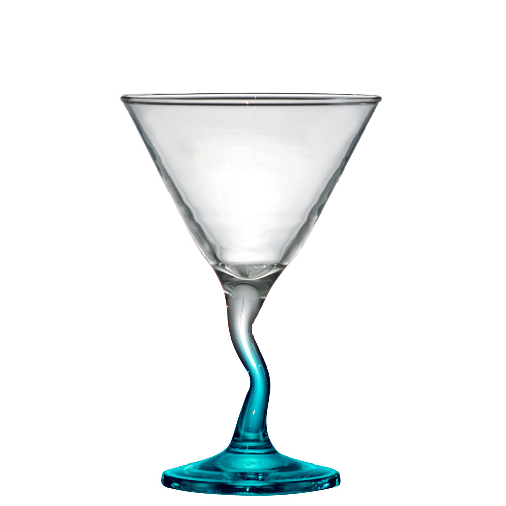 Taça de Vidro Martini Twister Haste Azul 285ml