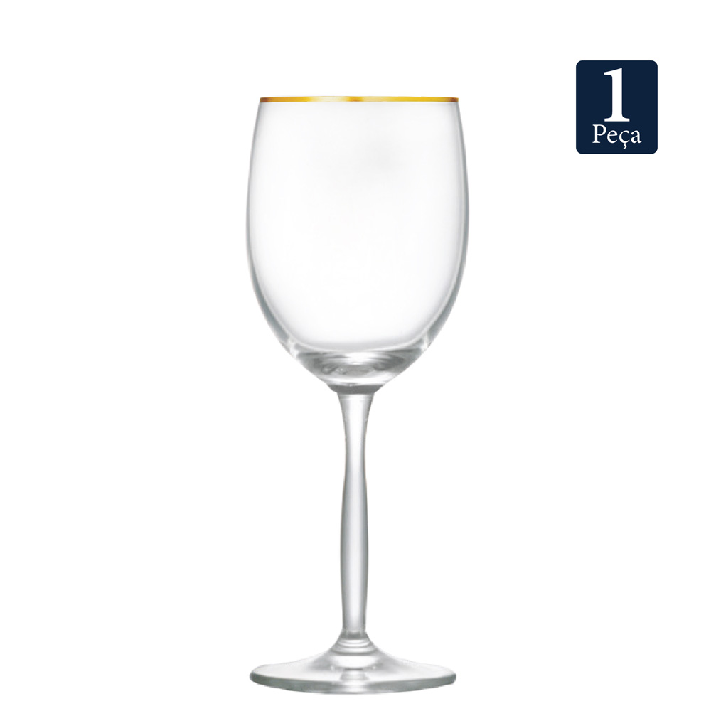 Taça de Vinho Branco Ritz com filete de ouro 335ml 1 Pc