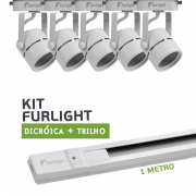 Kit Furlight Trilho 100cm com 5 Spots Dicróica/PAR16 Branco