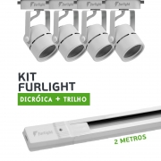 Kit Furlight Trilho 200cm com 4 Spots Dicróica/PAR16 Branco