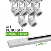 Kit Furlight Trilho 200cm com 6 Spots Dicróica/PAR16 Branco