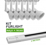 Kit Furlight Trilho 200cm com 6 Spots PAR30 Branco