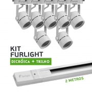 Kit Furlight Trilho 200cm com 7 Spots Dicróica/PAR16 Branco