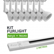 Kit Furlight Trilho 200cm com 7 Spots PAR30 Branco