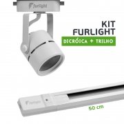 Kit Furlight Trilho 50cm com 1 Spot Dicróica/PAR16 Branco