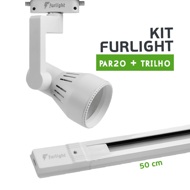 Kit Furlight Trilho 50cm com 1 Spot PAR20 Branco