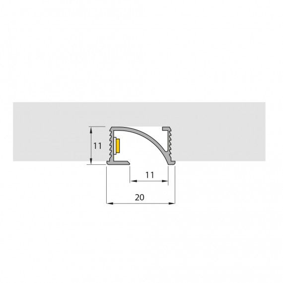 Perfil Embutir Linear LED MisterLED SLED9082 M20 Mobiliário 14,4W/M 12V IP20 11x20mm - BLight.com.br | E-Commerce de Iluminação