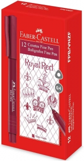 Kit com 12 Canetas Boligrafis Fine Pen 0.4 Vinho Faber Castell