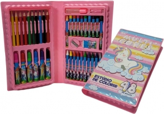 Kit Escolar 48 Pecas Colorir Unicornio Fun Game