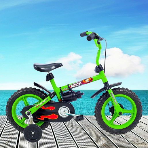 Bicicleta Infantil Aro 12 Verden Rock Verde E Preta