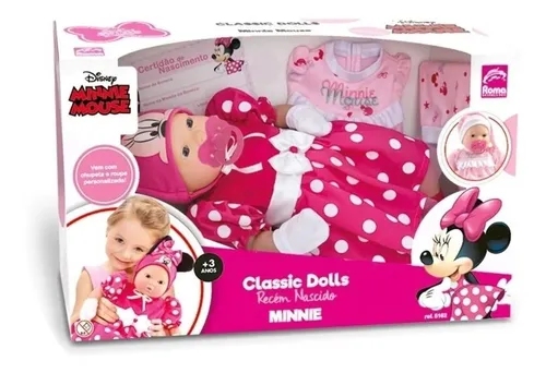 Boneca Classic Dolls Recem Nascido Minnie Roma