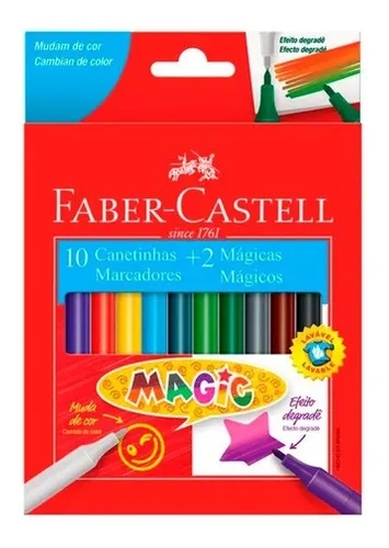 Canetinha Hidrografica 10 Cores + 2 Magic Faber Castell