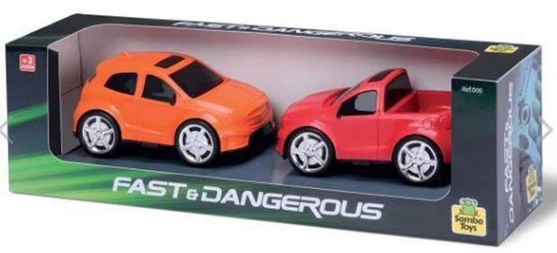 Carro Fast Dangerous C/2 Verde e Amarelo Samba Toys