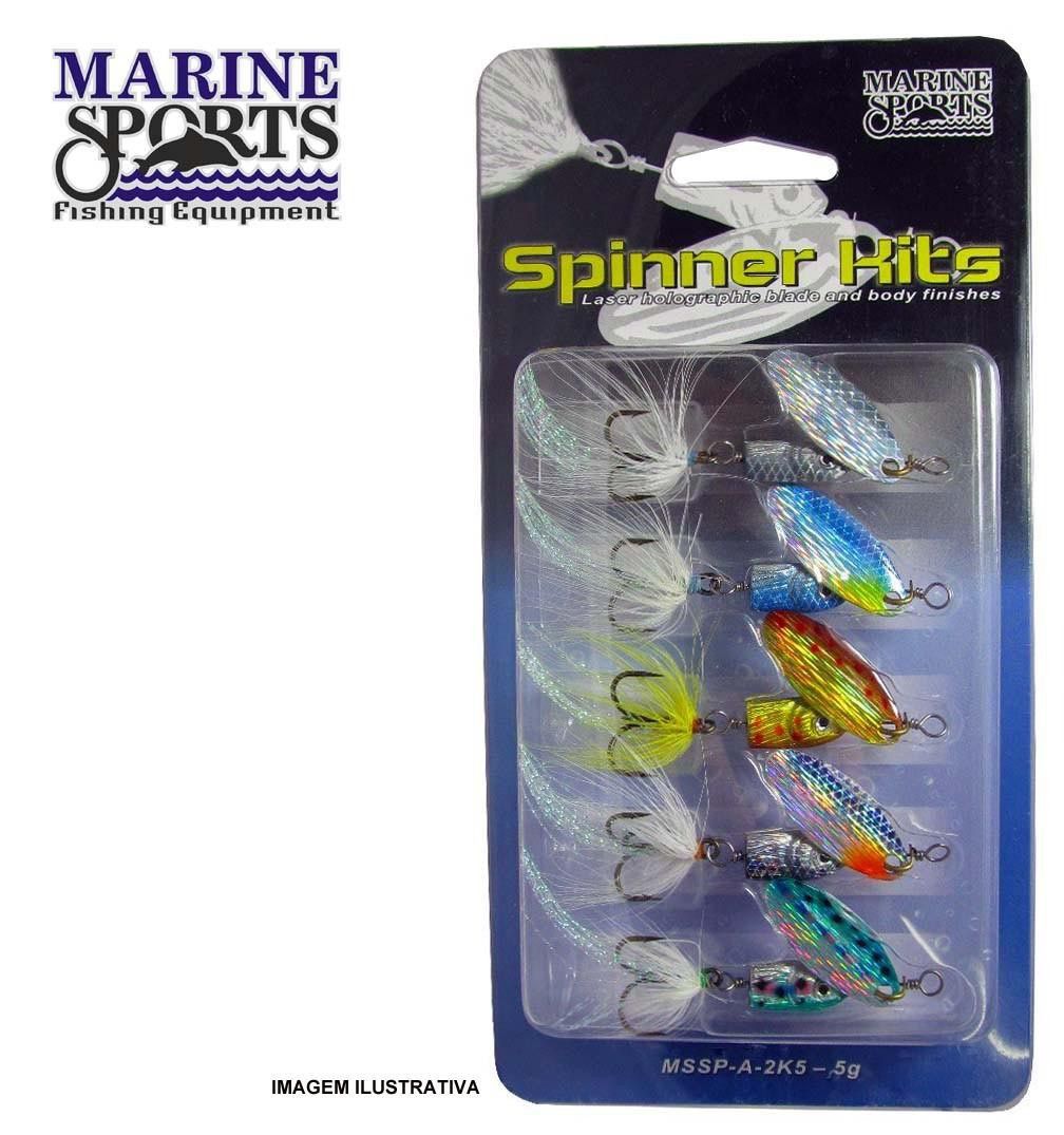 Kit 5 Iscas Artificiais Spinner Marine Sports 5gr Meia Agua E Fundo