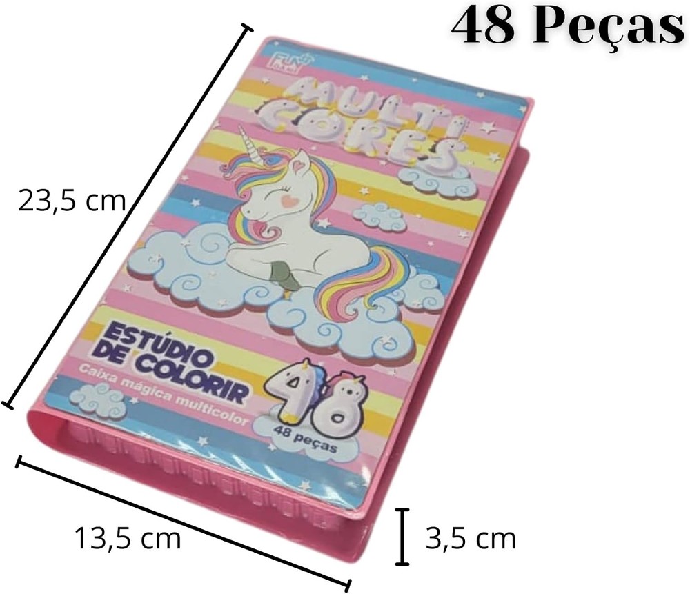 Kit Escolar 48 Pecas Colorir Unicornio Fun Game