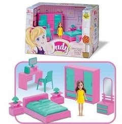 Mini Quarto Com Boneca Judy Vestido Roxo Samba Toys