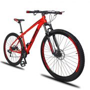 Bicicleta Aro 29 KSW XLT 21v Câmbios Shimano Freio a Disco Mecânico Quadro 19 Vermelho/Preto