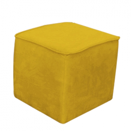 Puff Decorativo Quadrado Suede Amarelo -Bela Casa Shop
