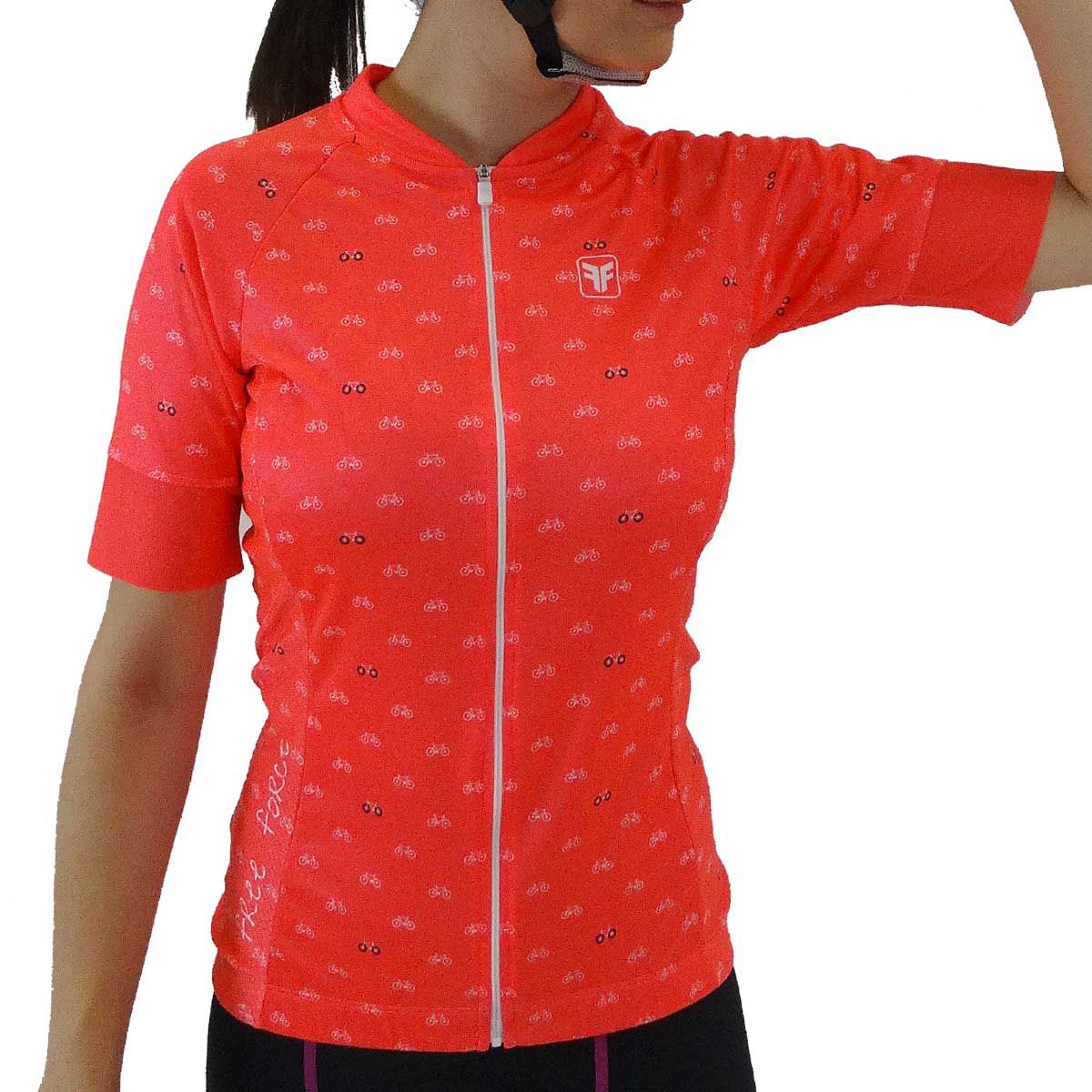 Camisa Blusa Ciclismo Feminina Free Force Sport Cycles Coral