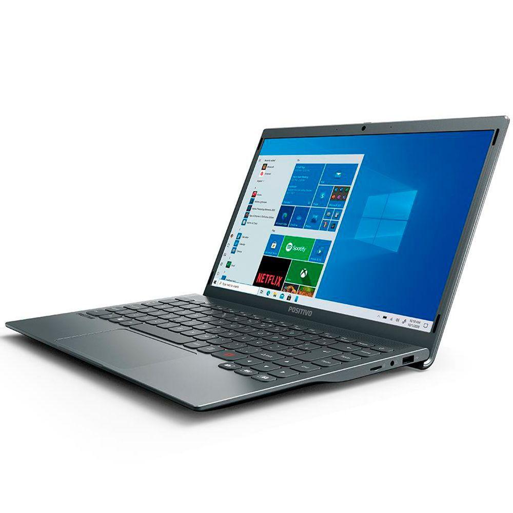 Notebook Positivo Motion Q4128C Intel® Atom® Quad-Core? Windows 10 Home 14" - Cinza - Inclui Microsoft 365